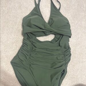 Olive Green One Piece Swimsuit